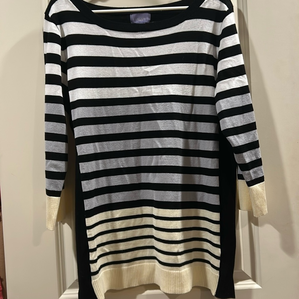 Like New! Laura Scott Ombre striped sweater boat neck 3/4 sleeves size 1X
